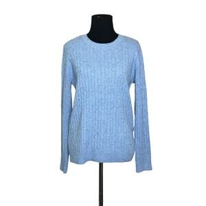 Karen Scott light blue cable knit sweater size PM